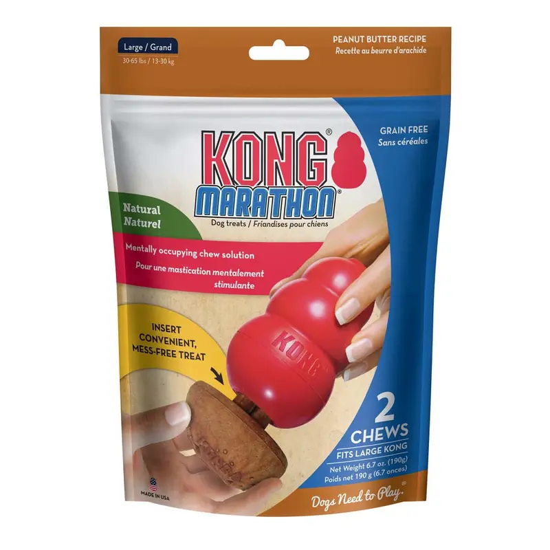 KONG Marathon Dog Treats Peanut Butter 2pk LG