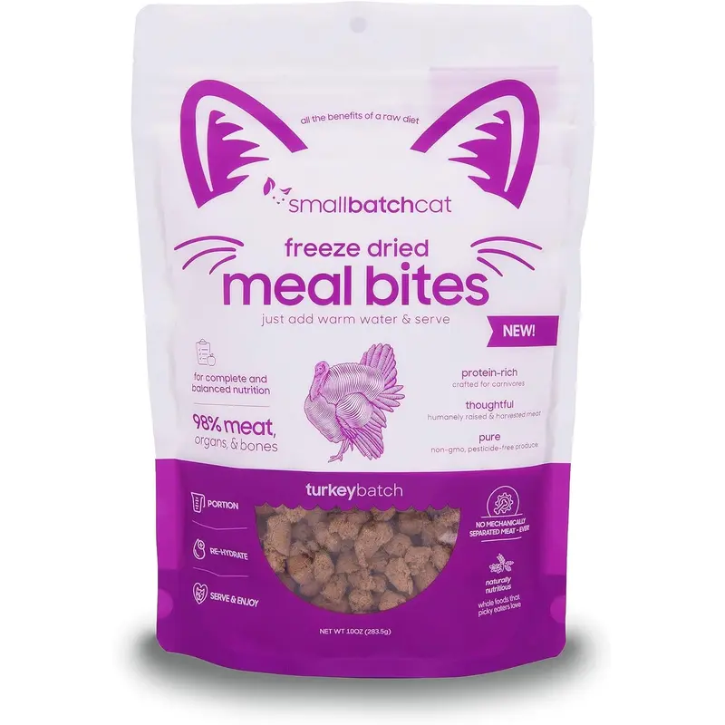 Small Batch Cat Freeze Dried Meal Bites Turkey 10 oz.