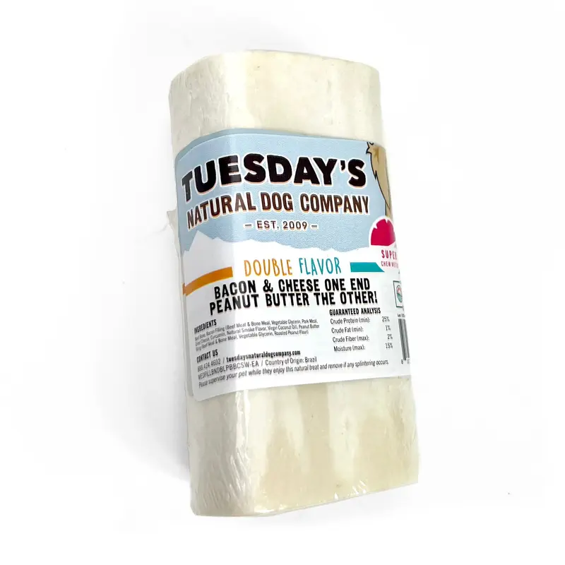 The Natural Dog Company 3" Double Filled Bone Bacon & Cheese / Peanut Butter Dog Treat