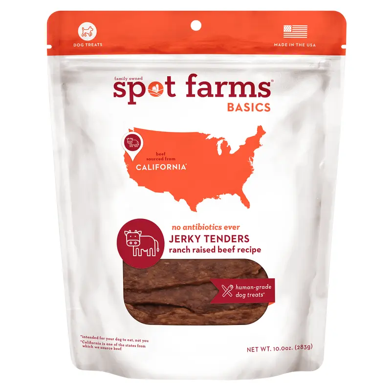 Spot Farms Basics Beef Jerky Tenders Dog Treats 10oz