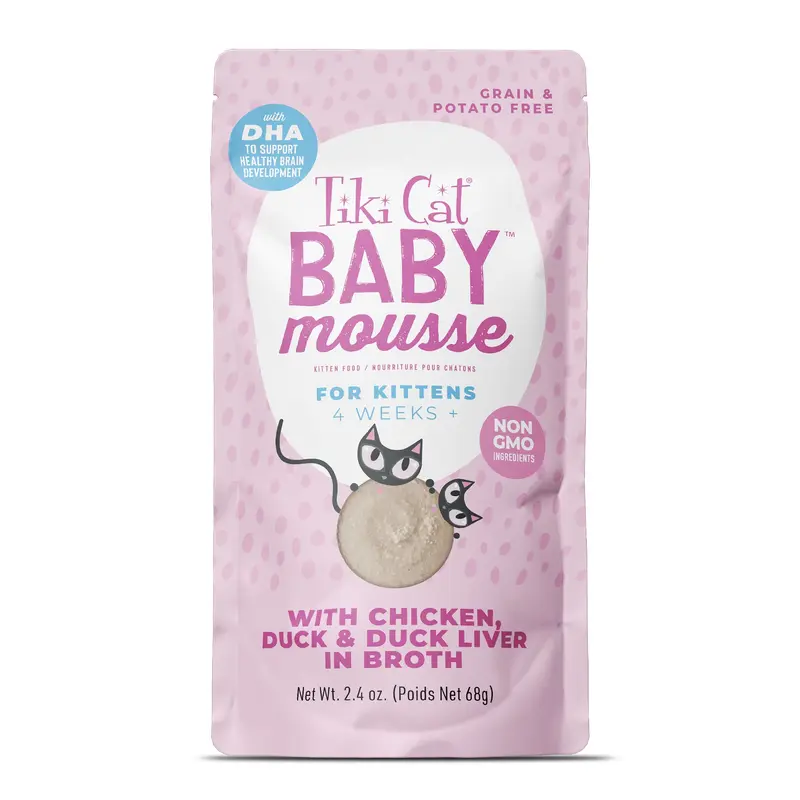 Tiki Cat Baby Mousse Wet Cat Food, Chicken, Duck & Duck Liver, 2.4 oz. Pouch