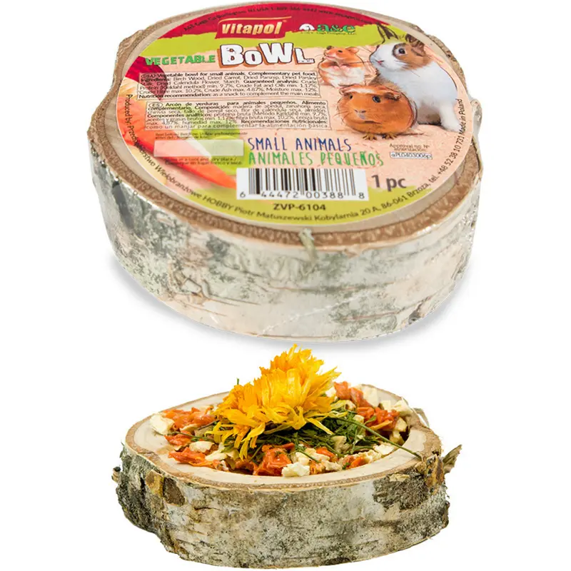 A & E Vitapol Wooden Vegetable Bowl for Small Animals