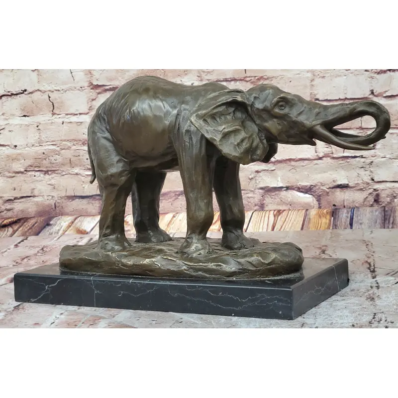 Milo Elephant Bronze Sculpture   Stunning African Wildlife Art on Marble Base