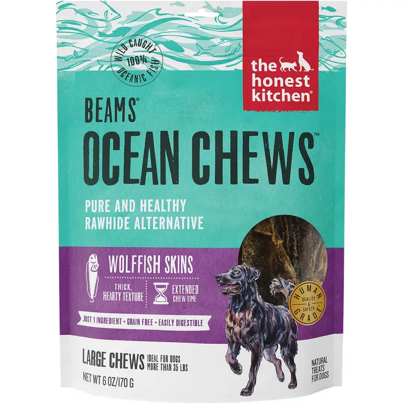 The Honest Kitchen BEAMS Grain Free Large Ocean Chews Wolffish Skin Dog Treats