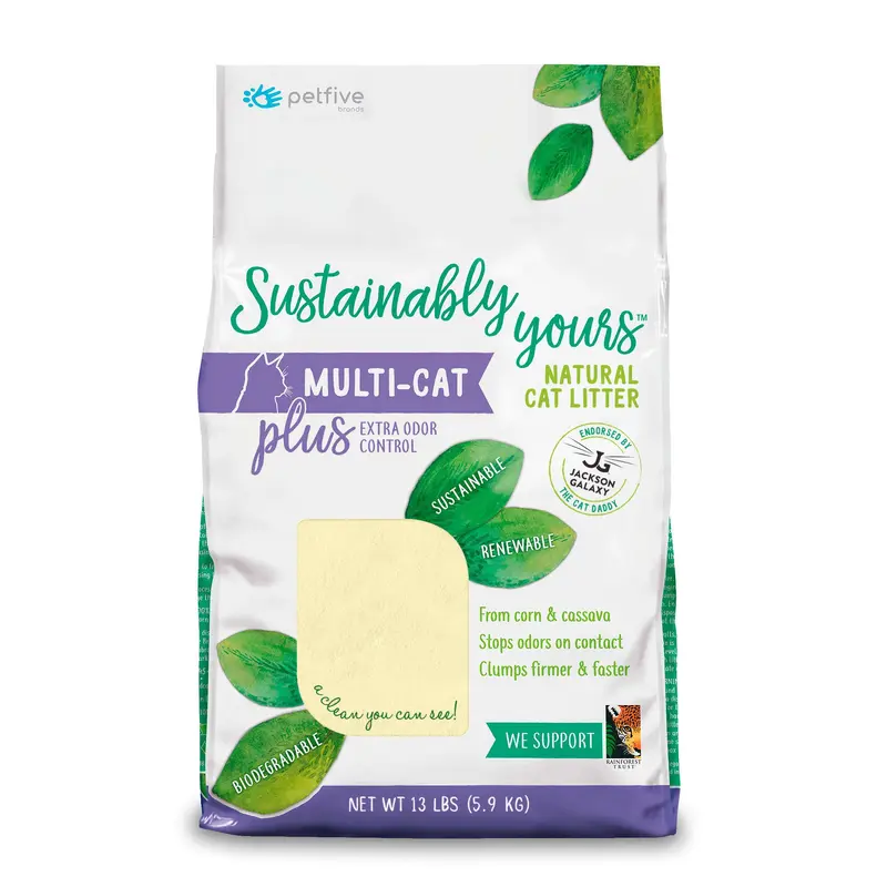 Sustainably Yours Multi-Cat Plus From Corn & Cassava Natural Cat Litter 13lb