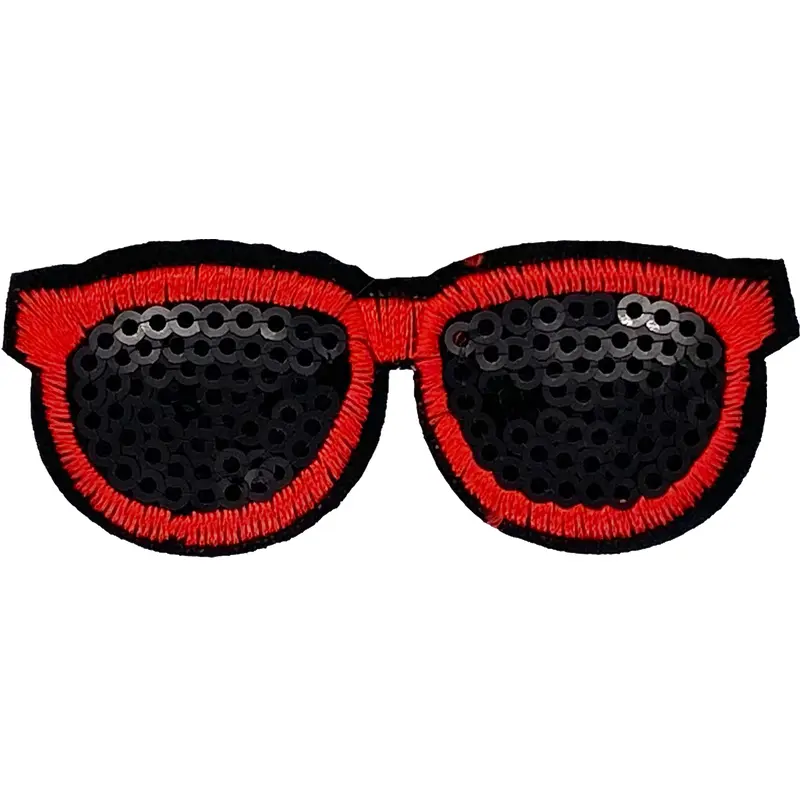 Red & Black Sequin Glasses - Patch
