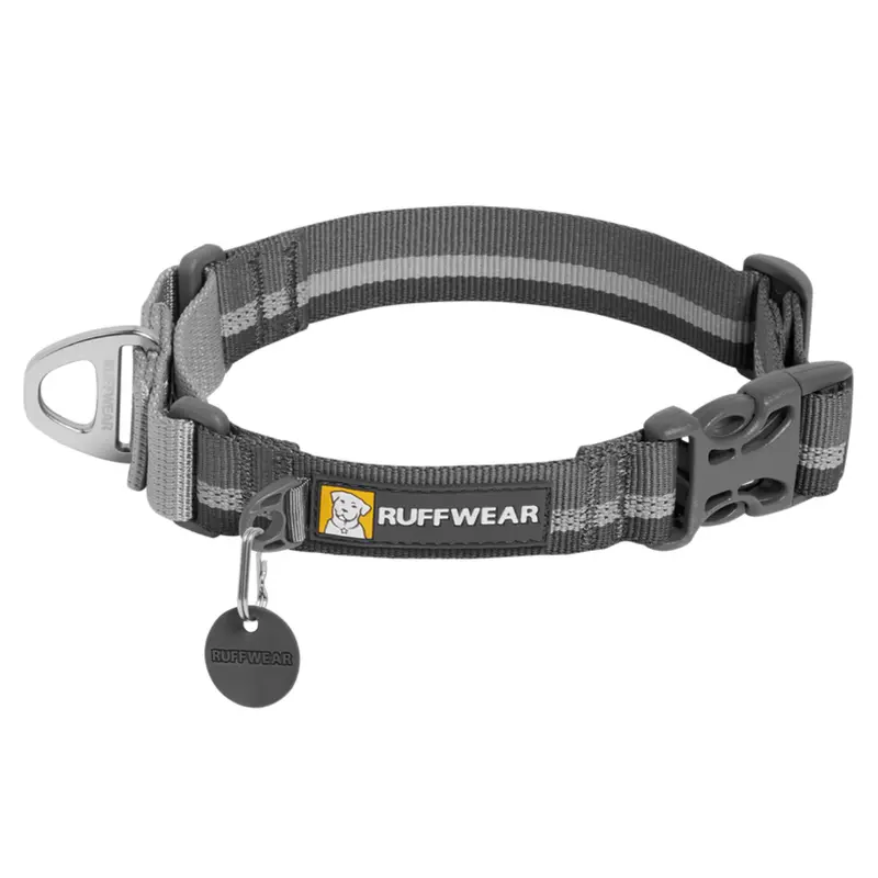 RUFFWEAR Web Reaction Martingale Dog Collar With Buckle, Granite Gray, 20-23"