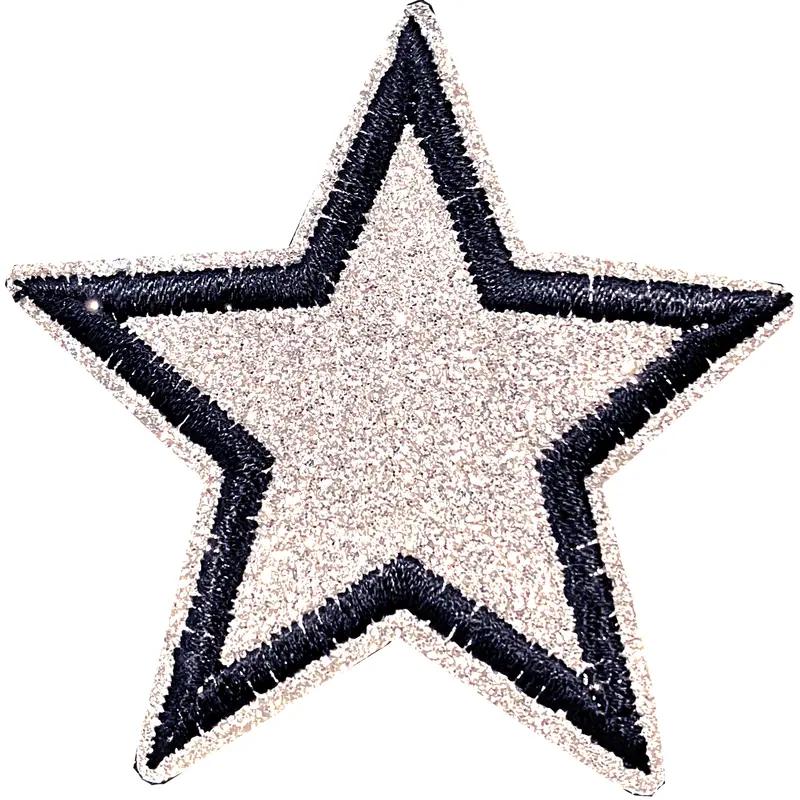 Silver Glitter Star Patch