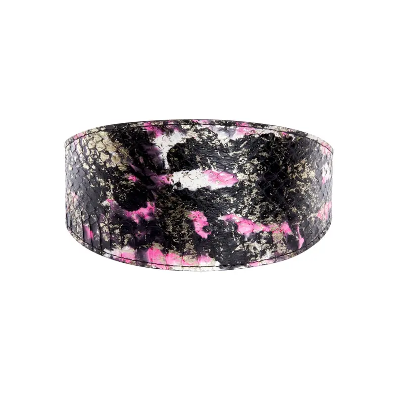 Black, White, Pink, Gold Snake 3 Wide Style Collar