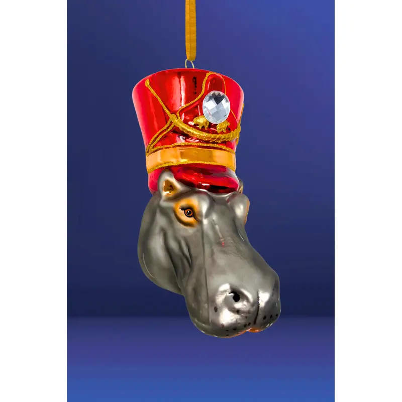 KRG Hippo Head Polish Glass Ornament