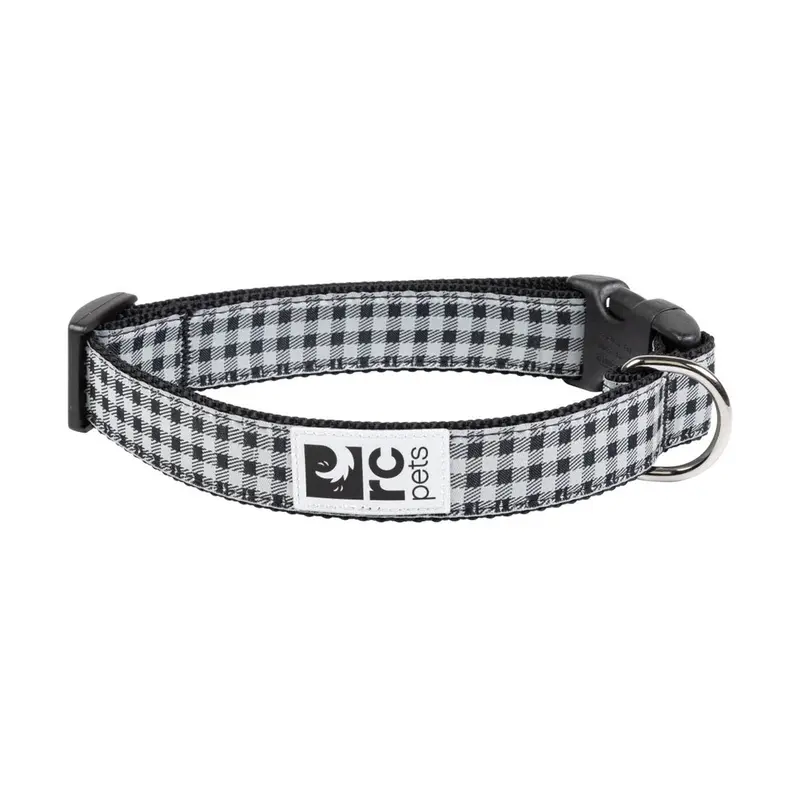 RC Pet Products Clip Dog Collar Large 1" Black Gingham