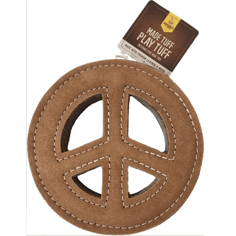 Advanced Pet Products Tuff Toy Leather & Wool Peace Sign