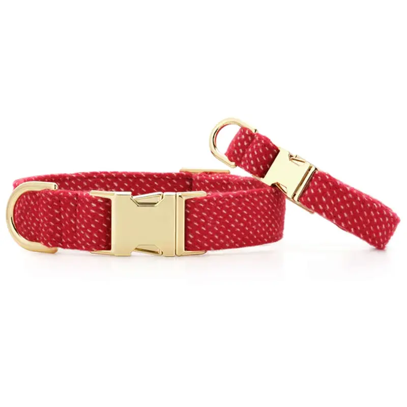Foggy Dog Berry Stitch Flannel Dog Collar