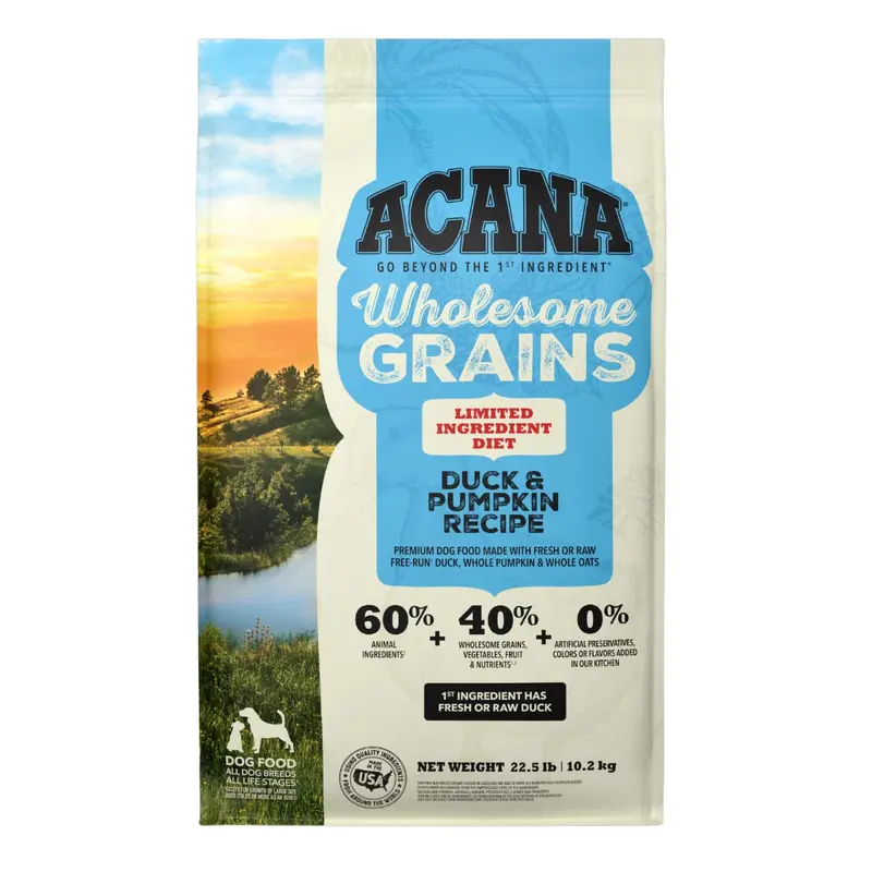 Acana Wholesome Grains LID Dry Dog Food - Duck & Pumpkin - 22.5lb Bag