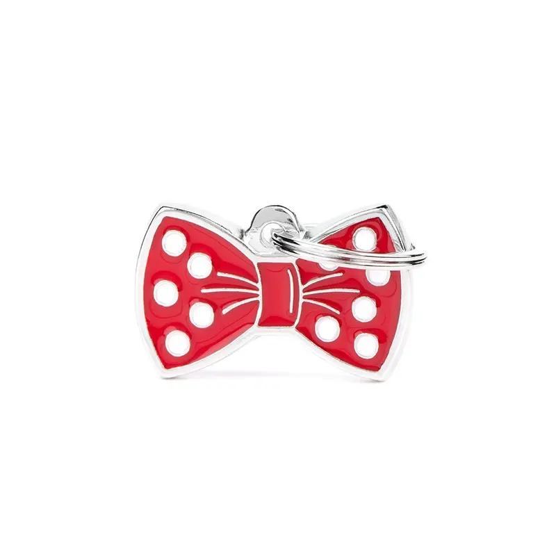 My Family ID Red Bow Tie Tag