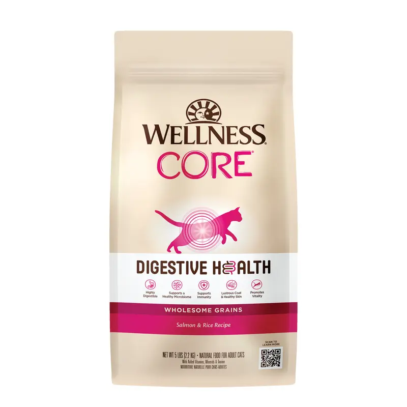 Wellness CORE Digestive Health Salmon & Rice Dry Cat Food 5lb Bag