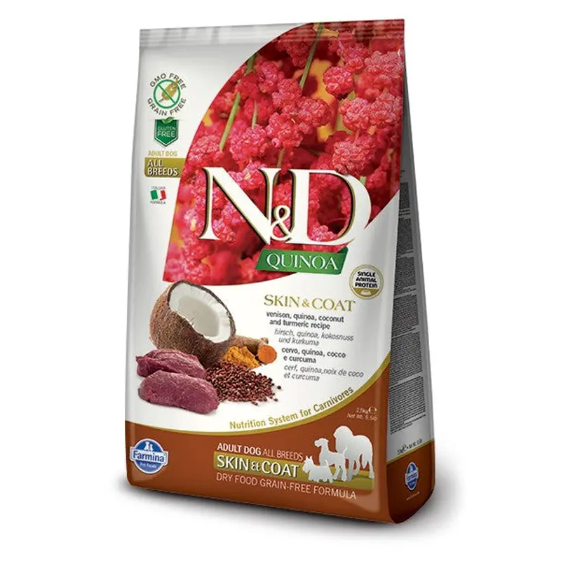 Farmina N&D Quinoa Functional Skin & Coat Dry Dog Food - Venison - 15.4lb Bag