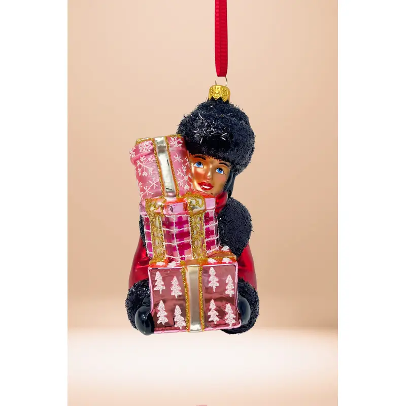 Nicole Glass Christmas Ornament (Brunette)