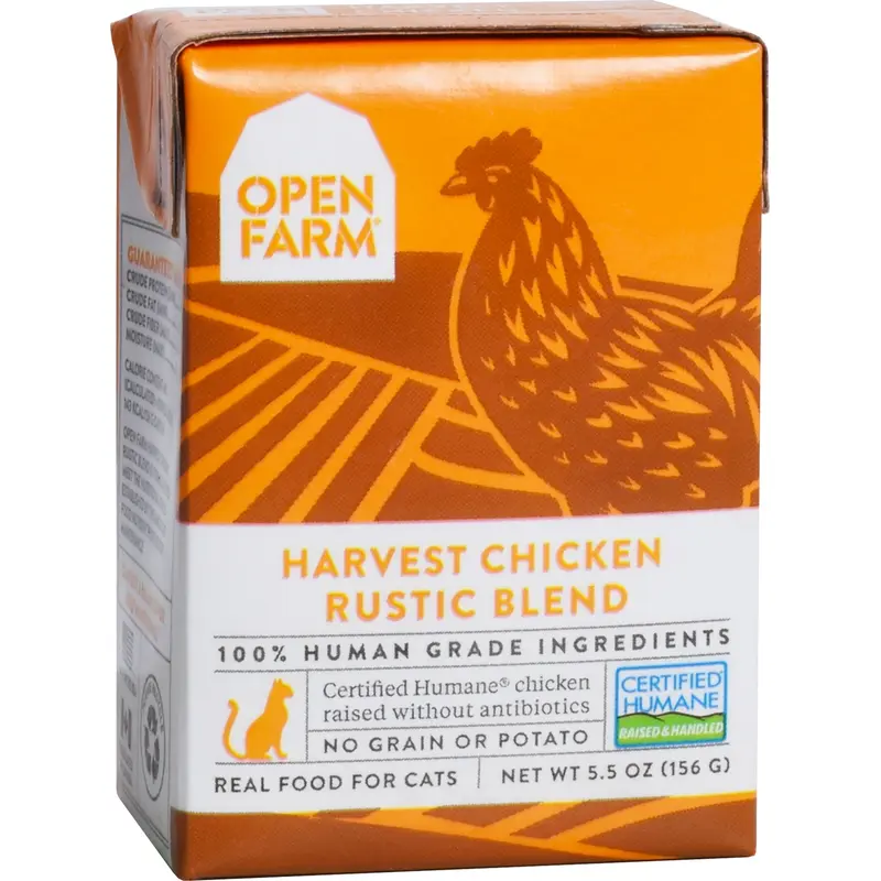 Open Farm Wet Cat Food - Harvest Chicken Rustic Blend - 5.5oz Tetra Pak