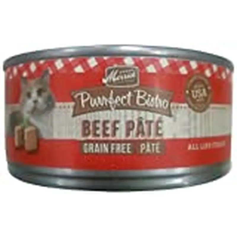 Merrick Purrfect Bistro Grain Free Wet Cat Food Beef Recipe Pate  5.5 oz Cans