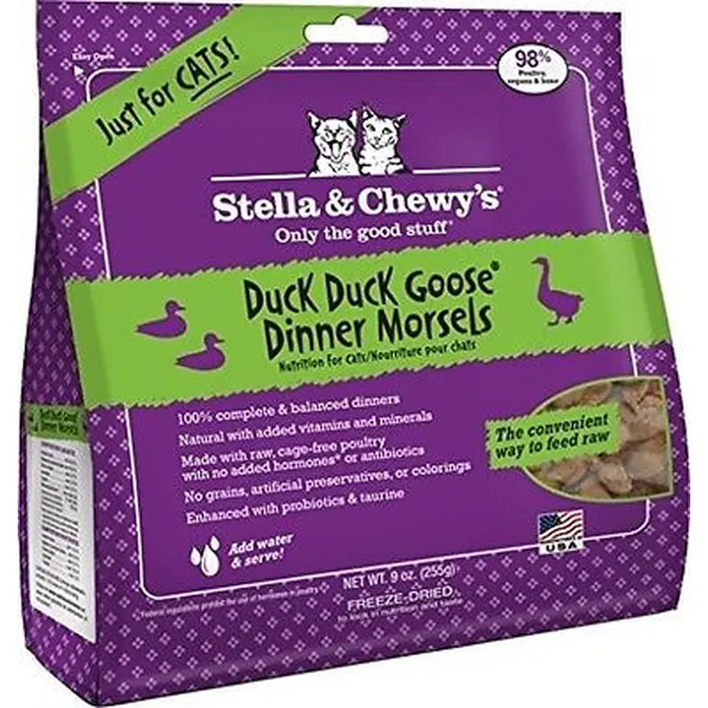 Stella & Chewy's Duck & Goose Dinner Morsels Grain-Free Freeze-Dried Cat Food, 9 oz