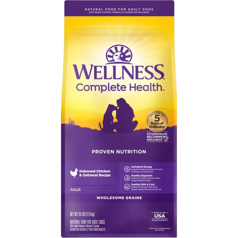Wellness Complete Health Grained Chicken & Oatmeal Dry Dog Food 26lb
