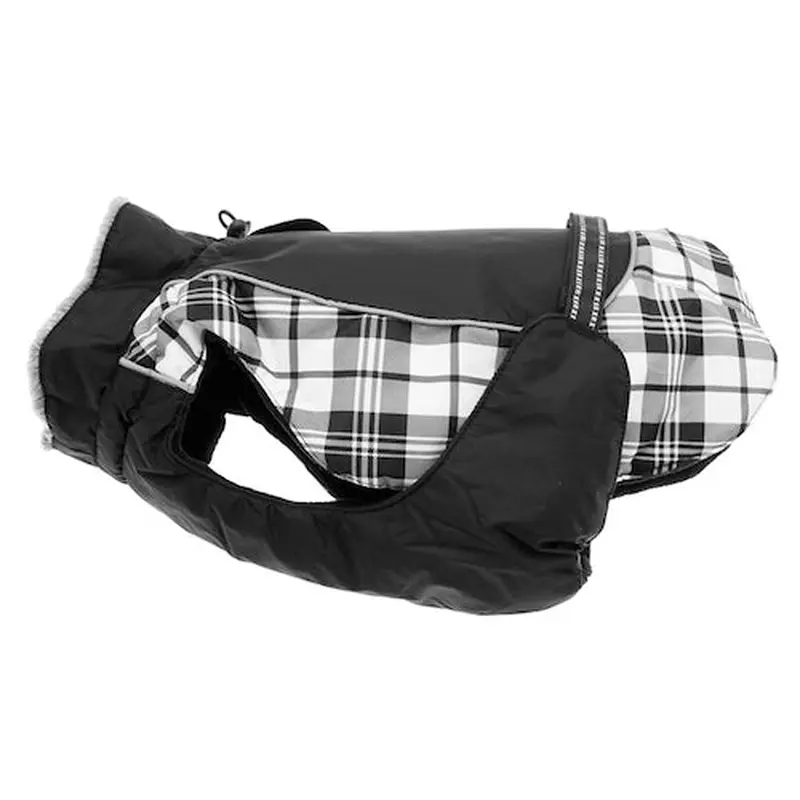 Alpine All-Weather Dog Coat - Black and White Plaid