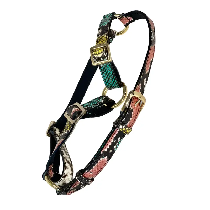 Multi-Color Embossed Snake Italian Leather Harness