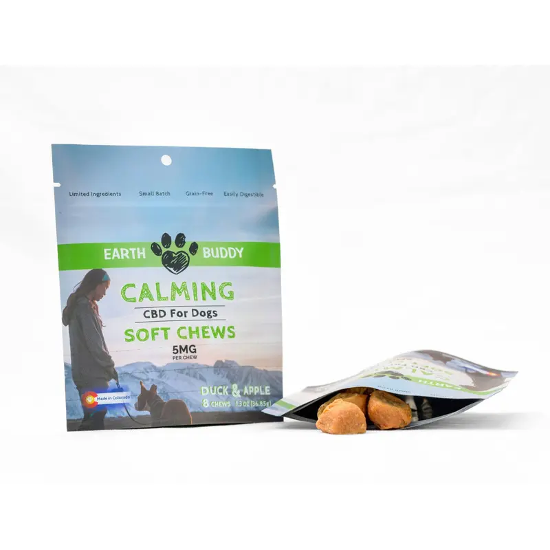 Earth Buddy CBD Calming Chews for Dogs  Duck & Apple  5mg - 8 Soft Chews