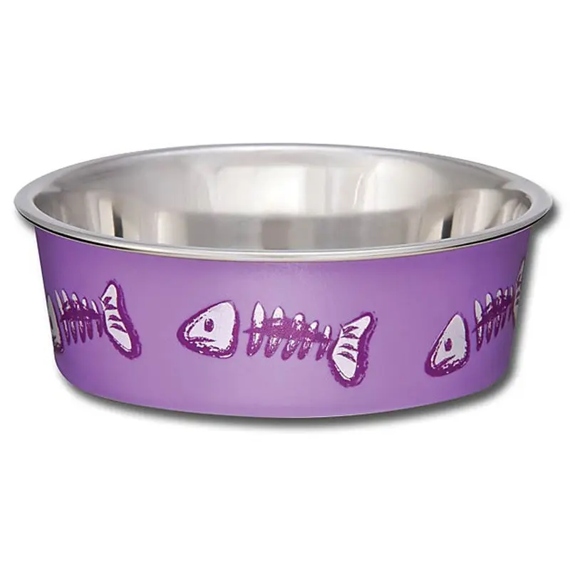 Loving Pets Bella Bowl Fish Skeleton Design - Lilac eXtra Small