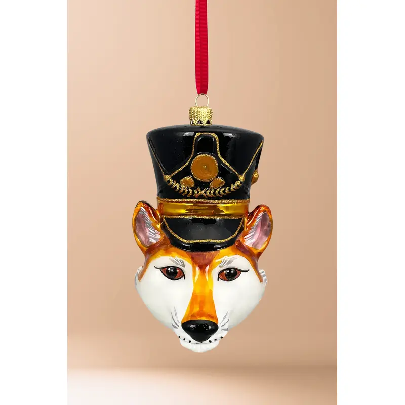 KRG Fox Head Polish Glass Ornament