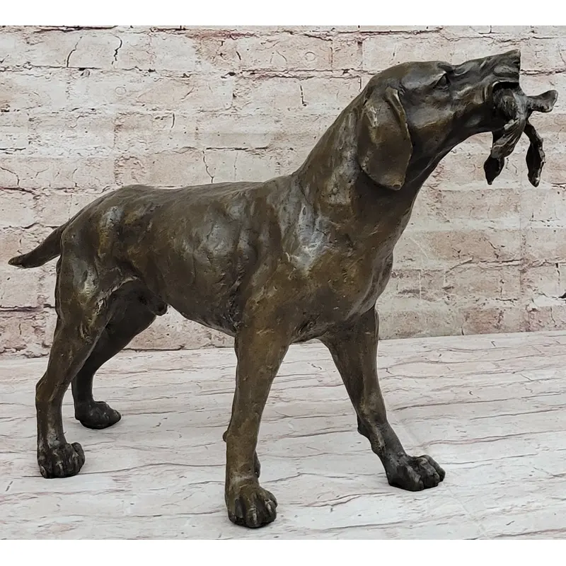 Signed Truffot Hunting Dog With Dead Bird Bronze Art Deco Sculpture Home Decor