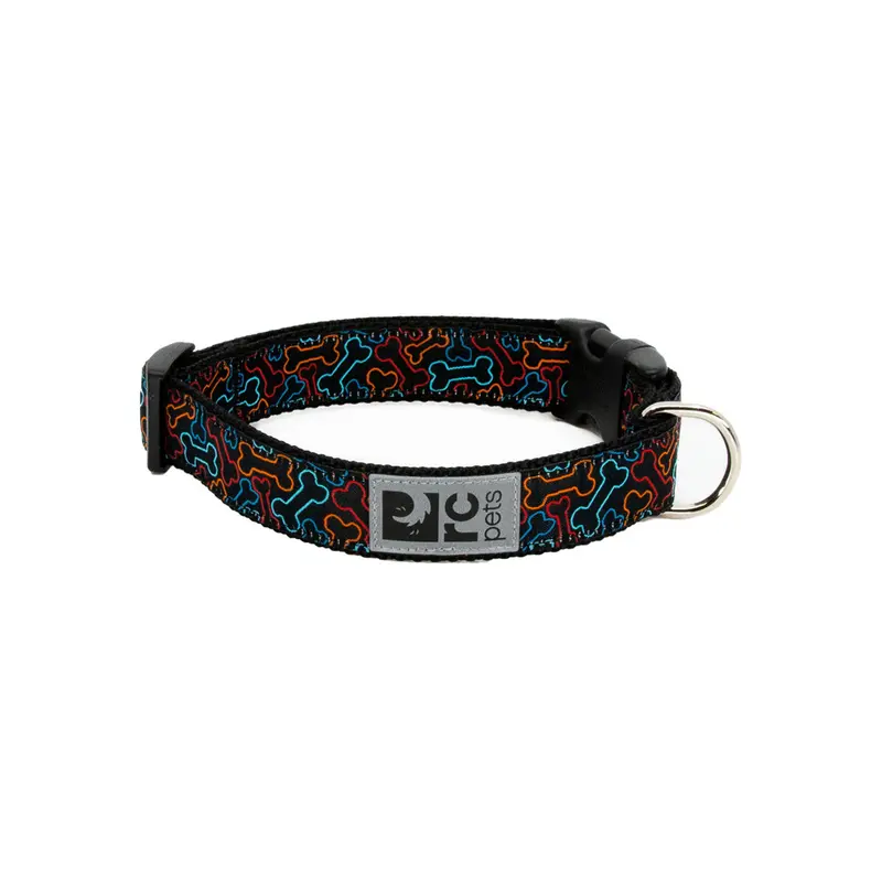 RC Pet Clip Dog Collar - M 1" - Bones
