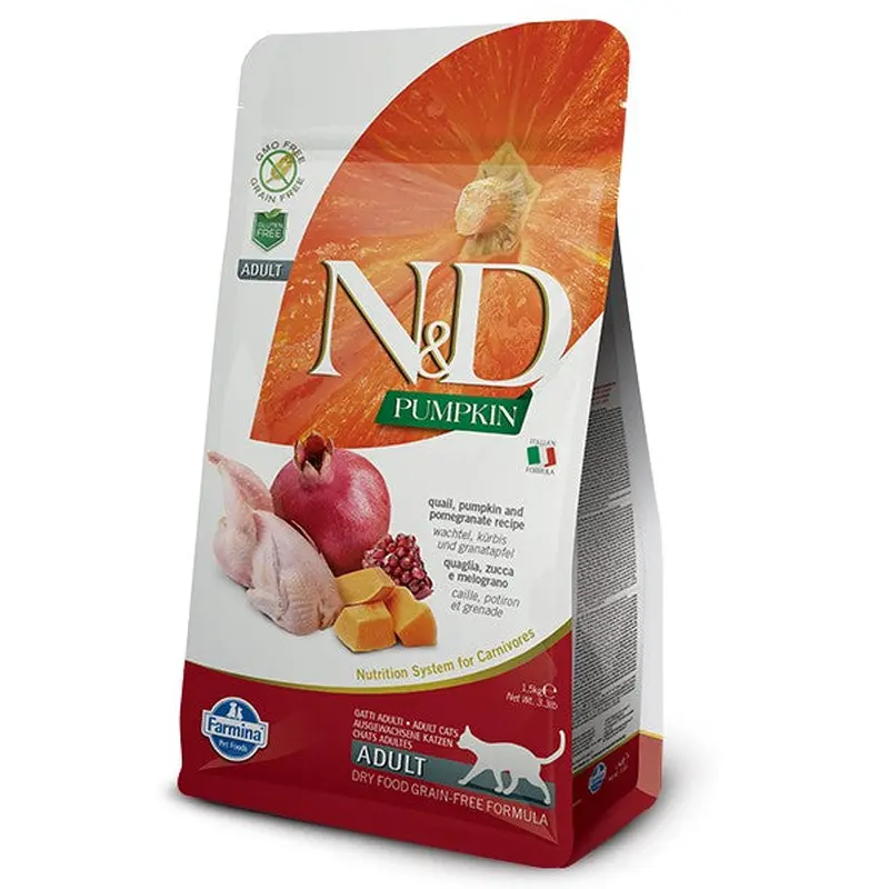 Farmina N&D Pumpkin Grain Free Dry Cat Food - Quail & Pomegranate - 3.3lb Bag
