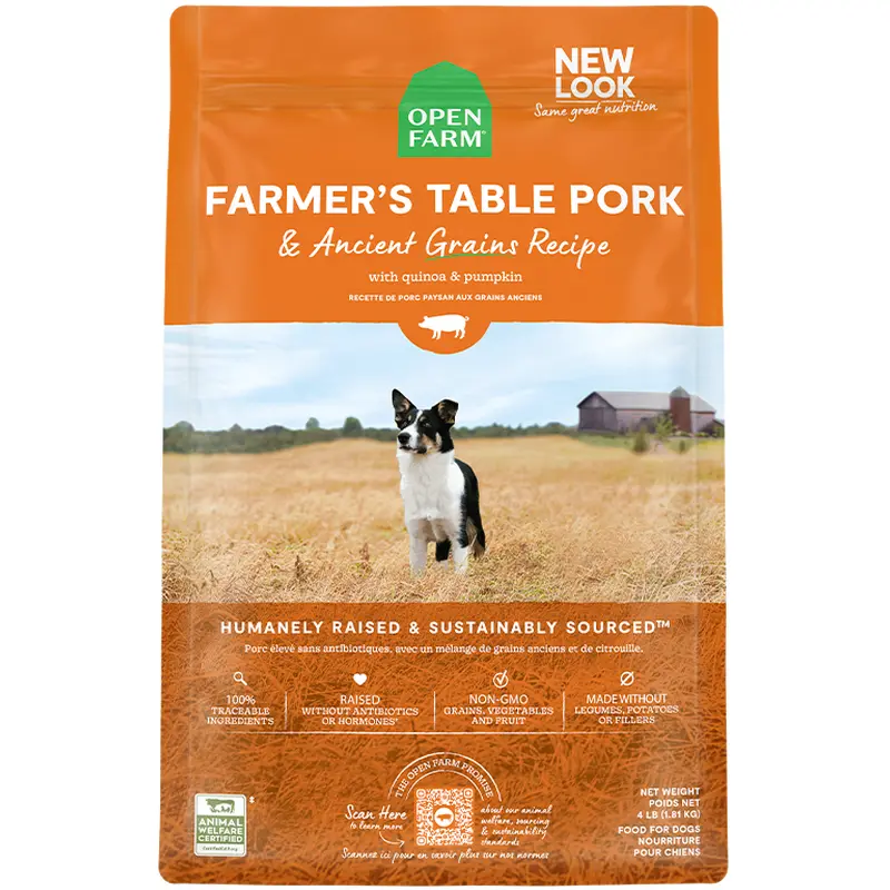 Open Farm Ancient Grains Dry Dog Food - Farmer's Table Pork & Ancient Grains - 4lb Bag