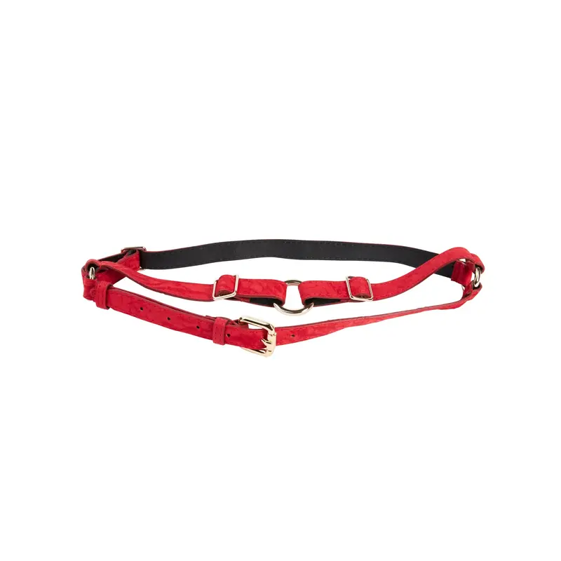 Red Italian Leather Hair On Hide Harness