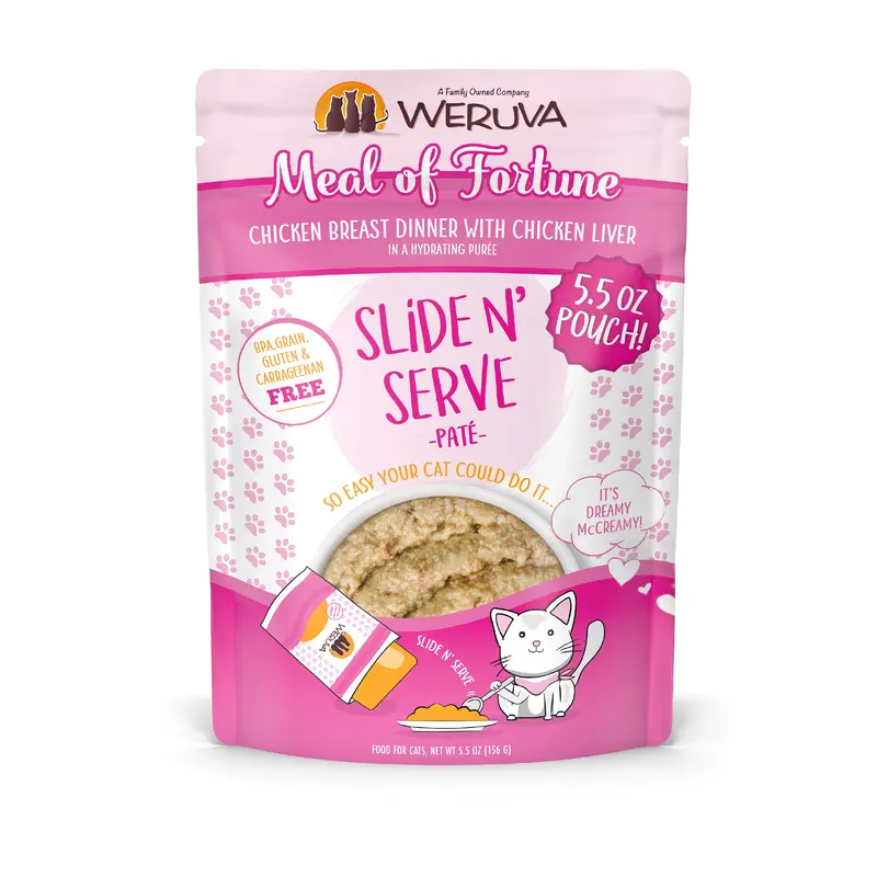 Weruva Pate 5.5oz Slide N Serve Pouch Cat food Meal of Fortune