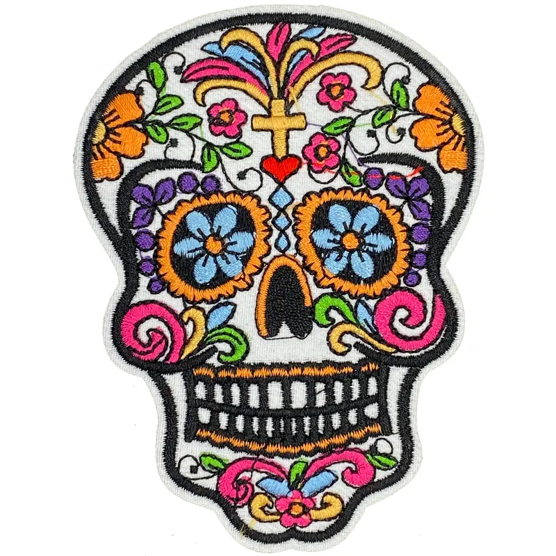 White Sugar Skull  (L) - Patch