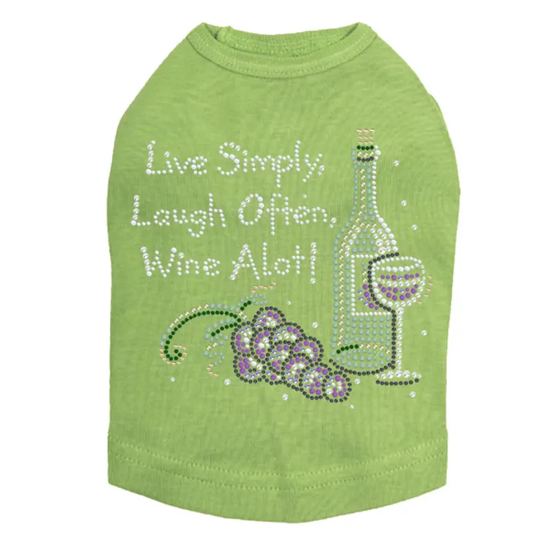 Wine Bottle, Glass & Grapes - Live Simply... - Dog Tank