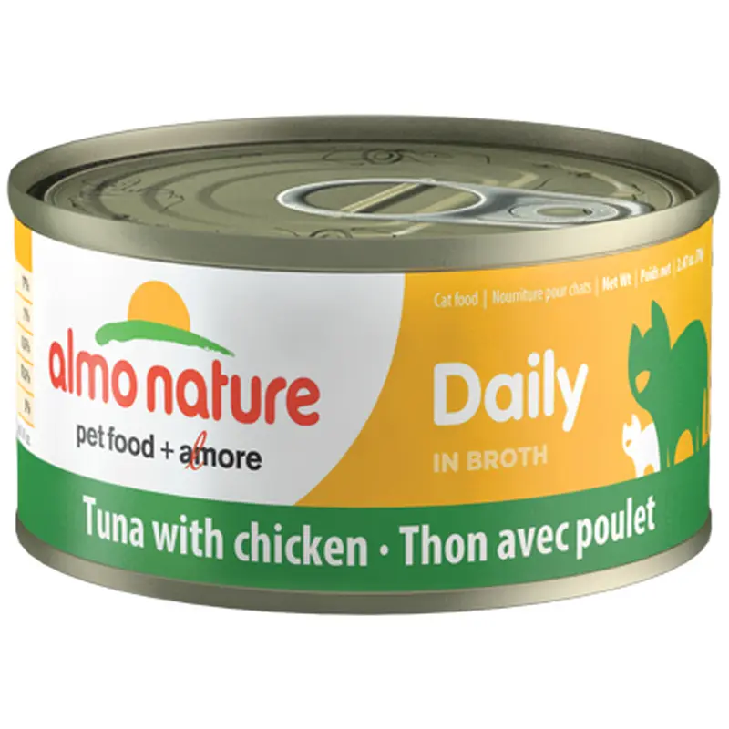 Almo Nature Daily Tuna With Chicken In Broth Canned Cat Food: 2.47- Oz Cans, Case of 24