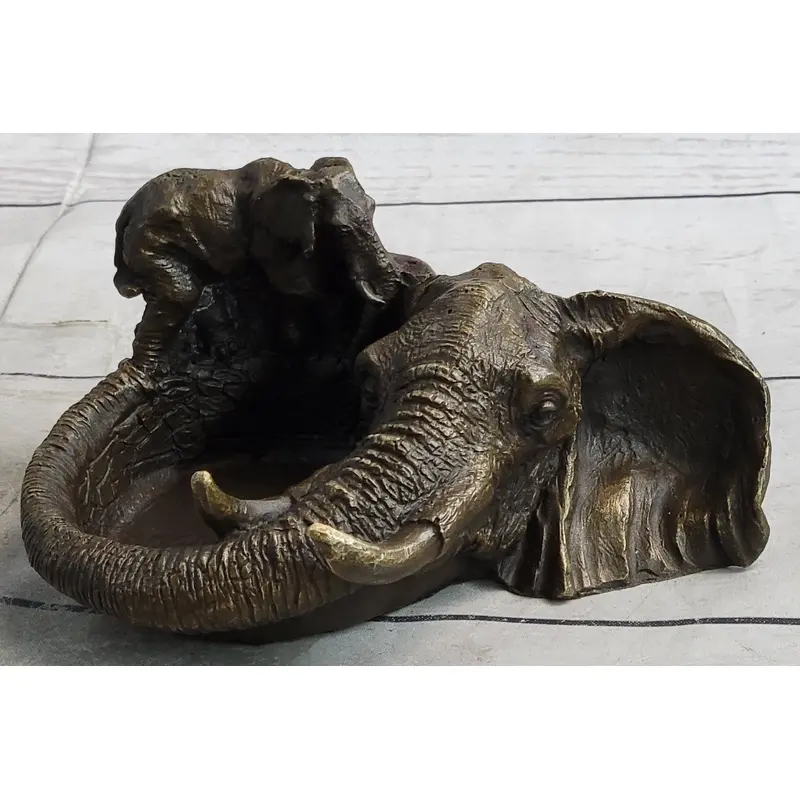 Bronze Metal Elephant Ashtray Dish Original Handmade Art by Milo