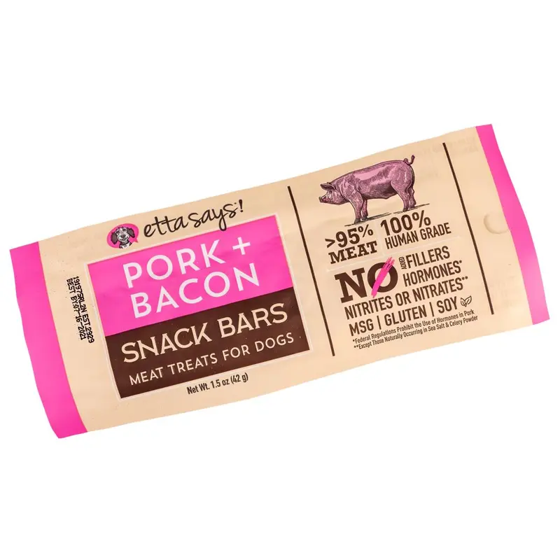 Etta Says Snack Bar Pork and Bacon Dog Treat (1.5oz)