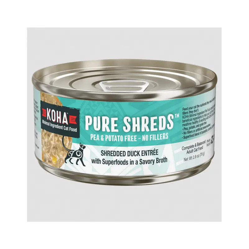 Koha Pure Shreds Cat Food Duck Entree 2.8 oz single