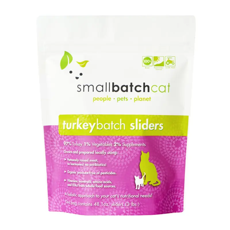 Small Batch 3lb Frozen Turkey Sliders Cat Food
