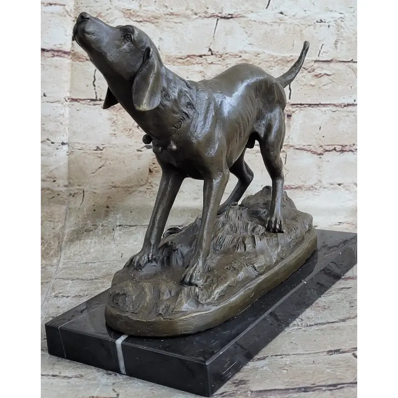 Hunting Dog Wolfhound Bronze Marble Statue Bookend Sculpture Artwork Gift Sale