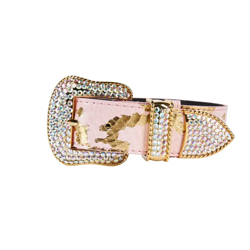 Soft Pink/Gold Custom Snake Collar With Swarovski Crystal Hardware