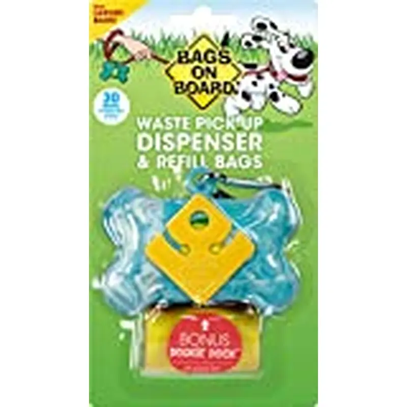 Bags on Board Dog Waste Bag Bone Dispenser with 30ct Refill Blue