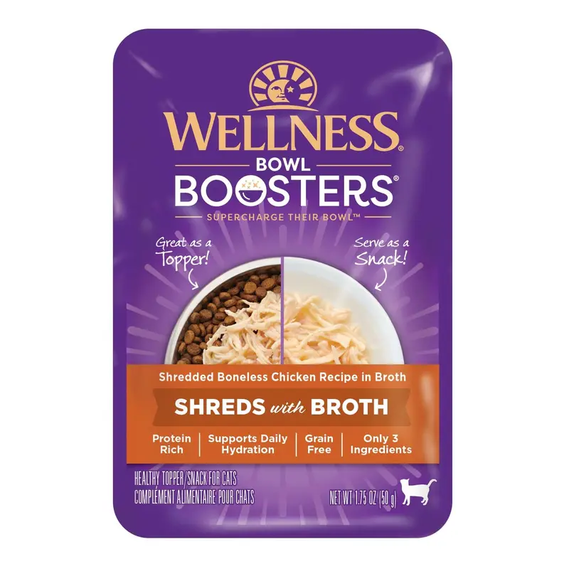 Wellness Bowl Boosters Wet Cat Topper Shredded Chicken in Broth 1.75oz