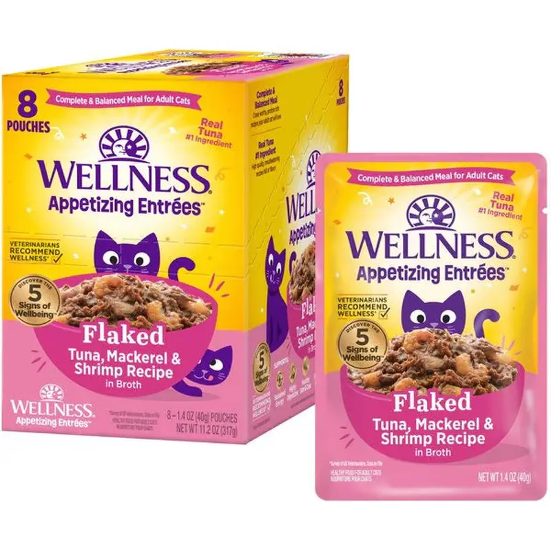 Wellness Appetizing Entrees Flaked Tuna, Mackerel & Shrimp Cat (1.4oz)