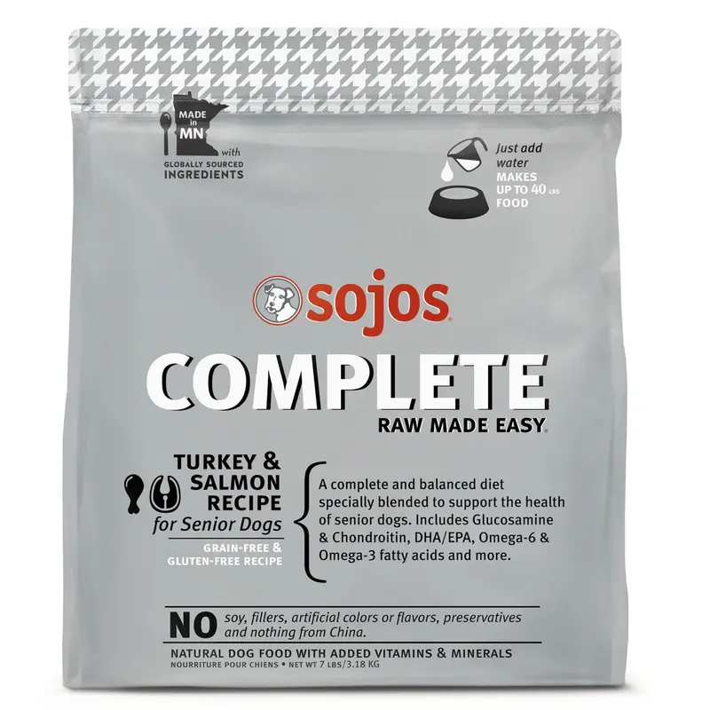 Sojo's Complete Senior Grain Free Turkey & Salmon Recipe Dog Food 7lb